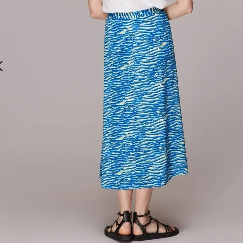 Whistles Sea foam Blue Button Front Midi Skirt, Women’s Size 10 NWT